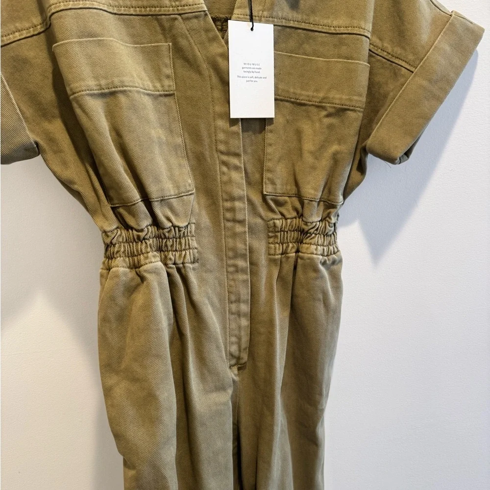 Miou Muse Olive Utility Jumpsuit NWT